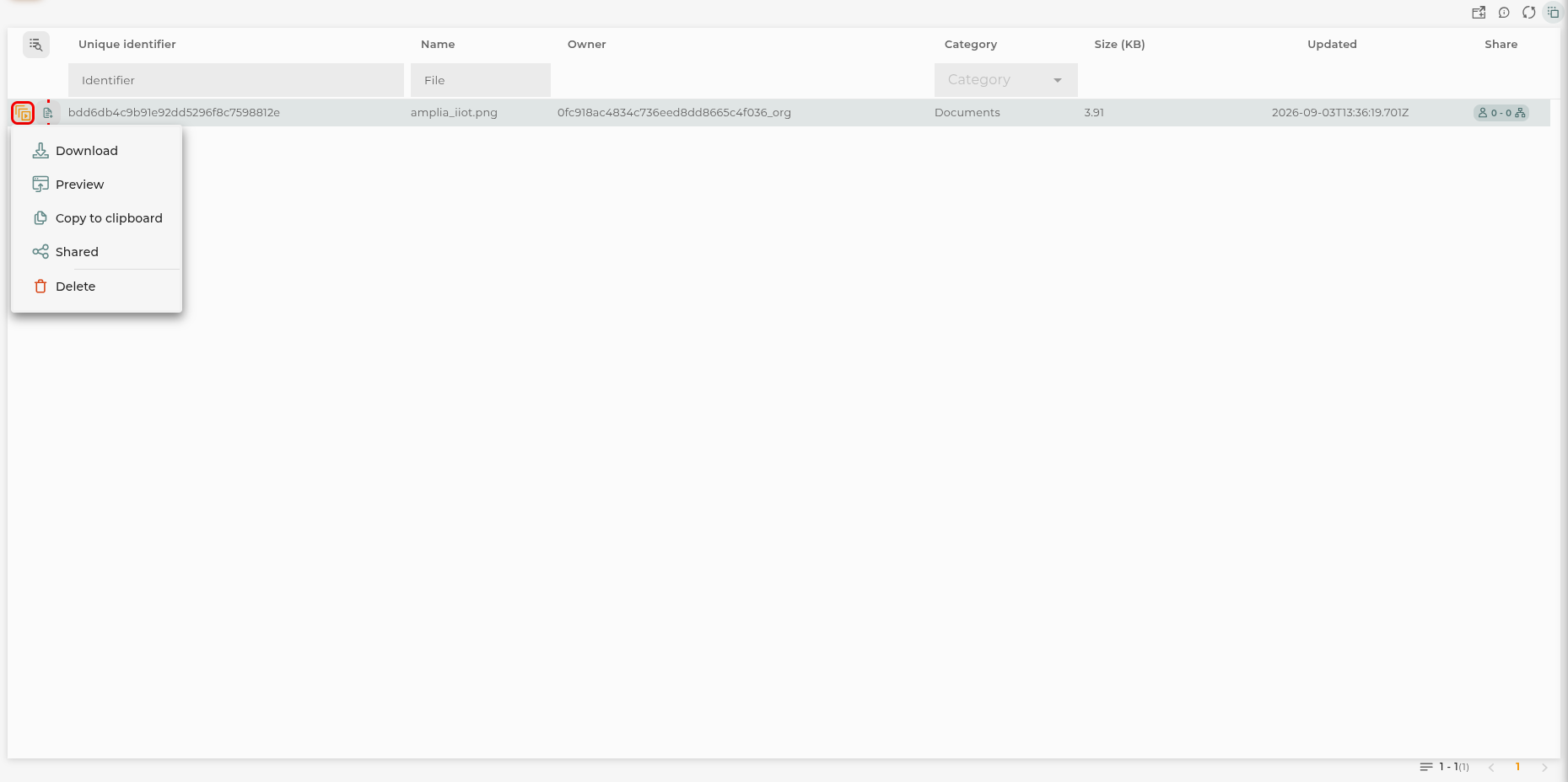 Organization Files Actions