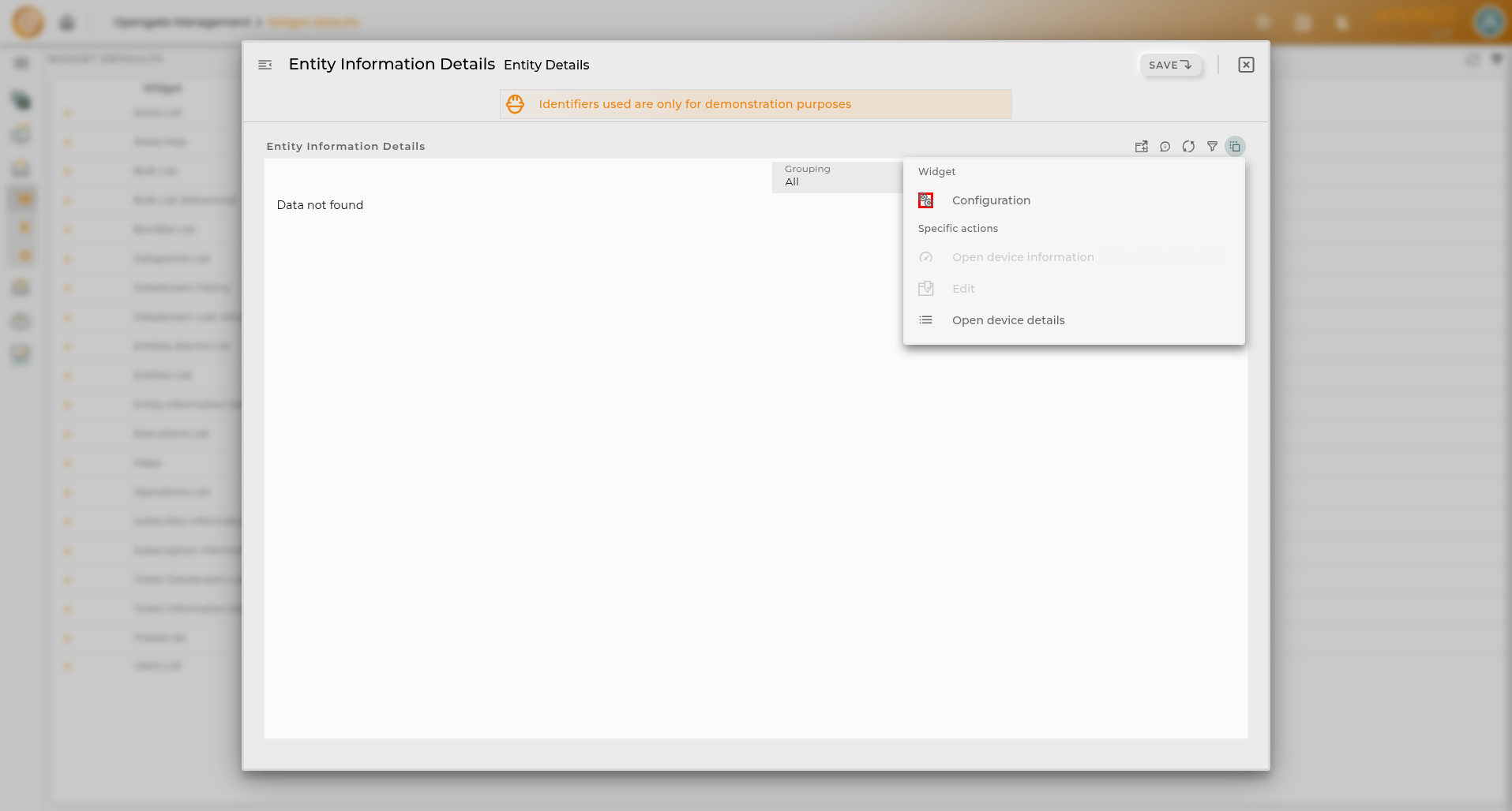 Widgets default preview