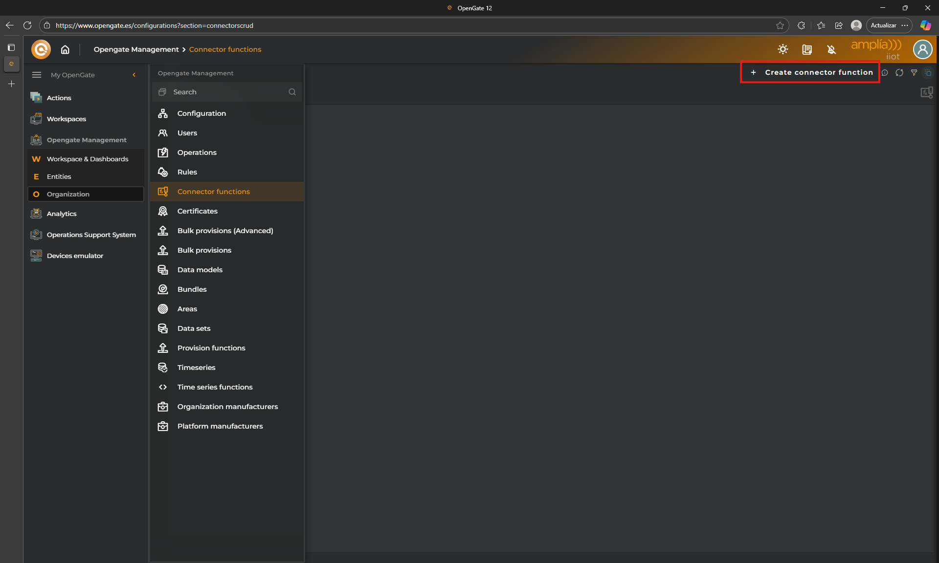 OpenGate Connector Functions page