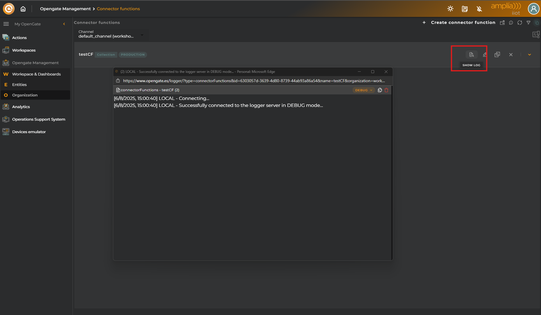 Connector Function logs