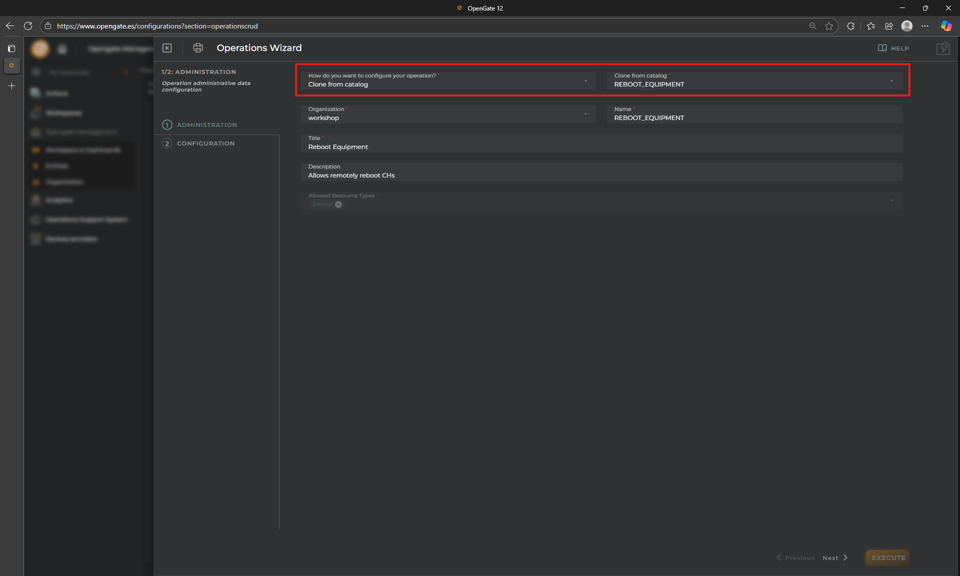 OpenGate Operation creation