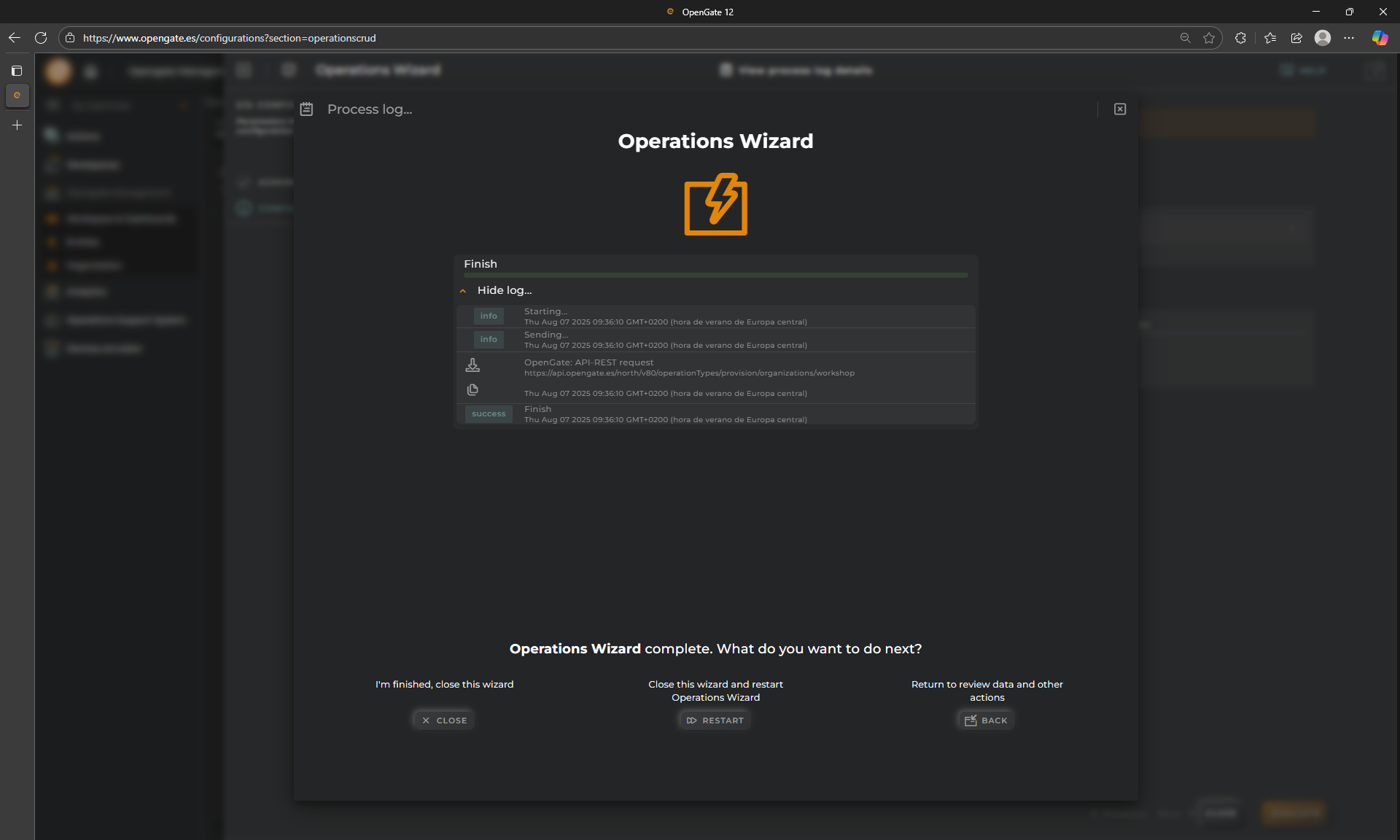 OpenGate Operation creation