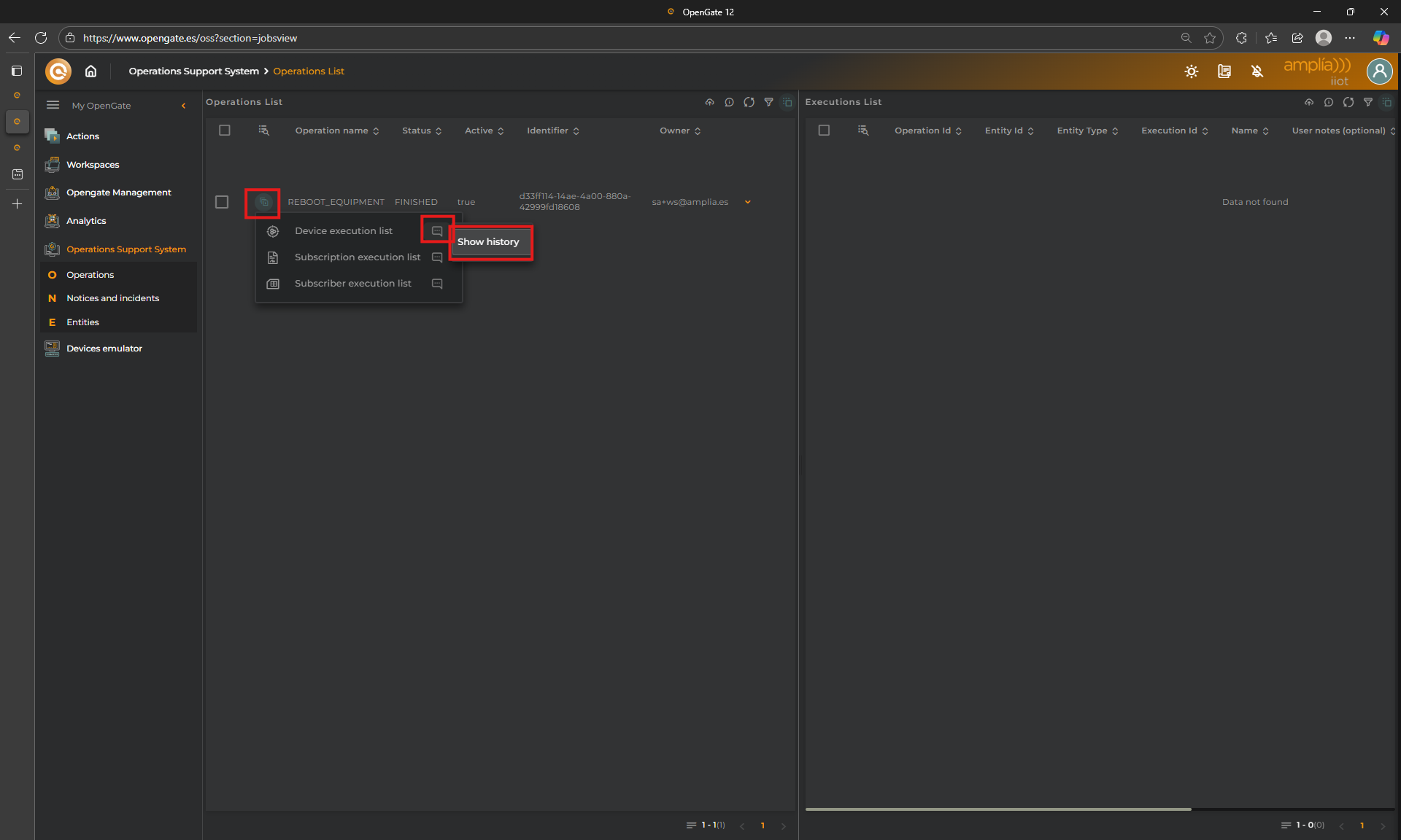 OpenGate Operation creation