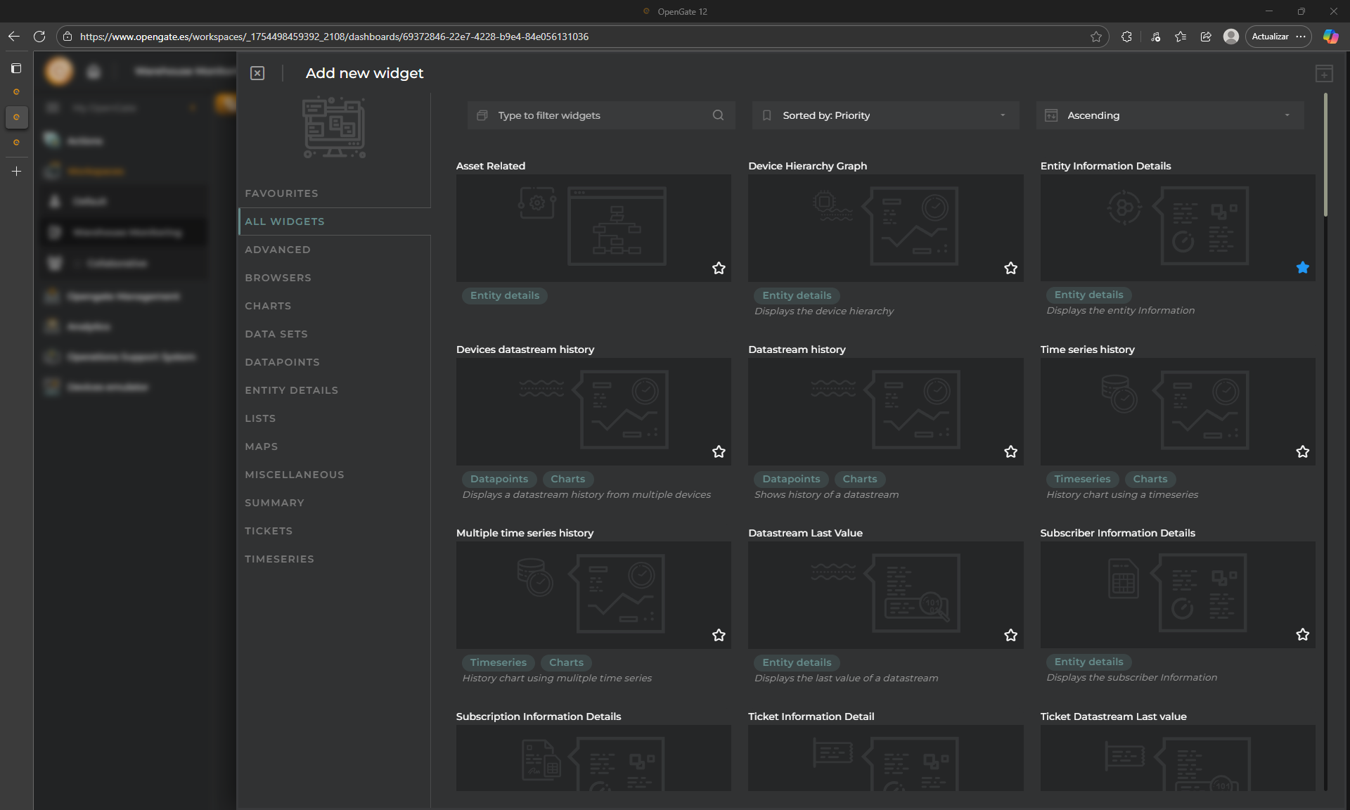 OpenGate Widgets Catalog