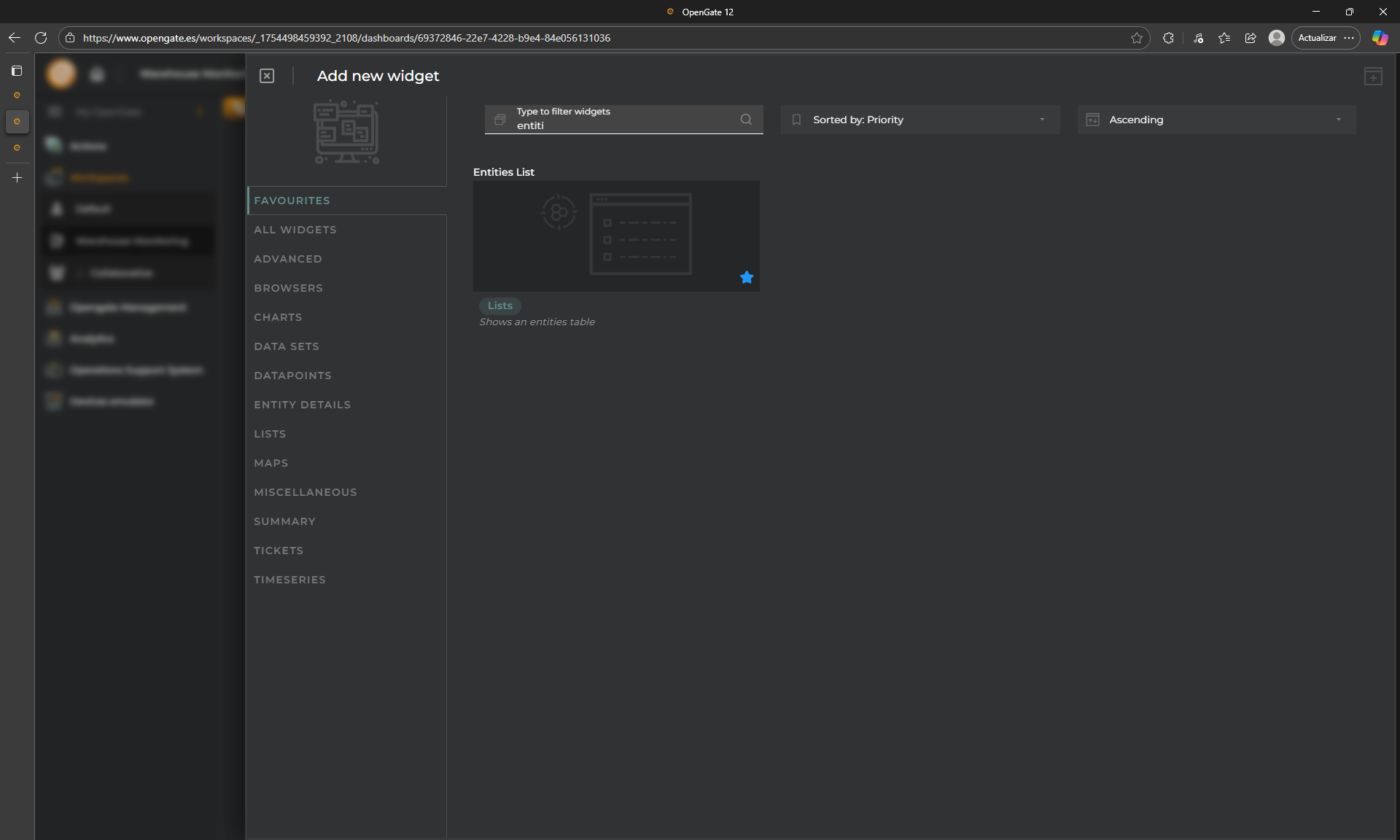 OpenGate Widgets Catalog