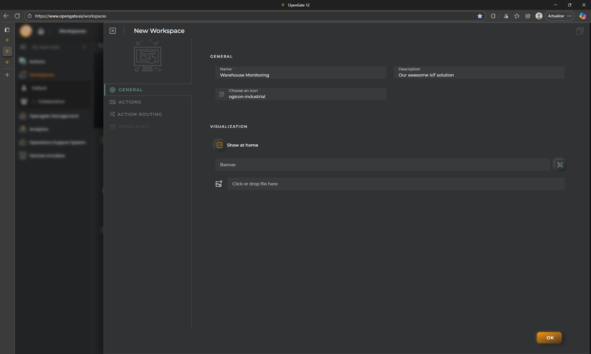 OpenGate Workspace creation